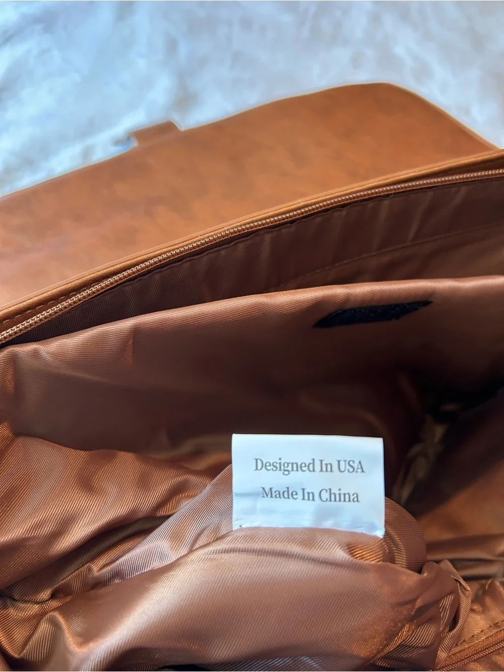 Men's Tan Leather Briefcase with Dual Front Pockets